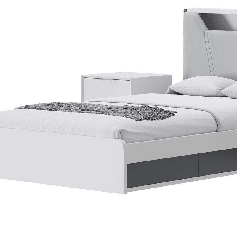 Gray Faux Leather Upholstered Bed - Image 8