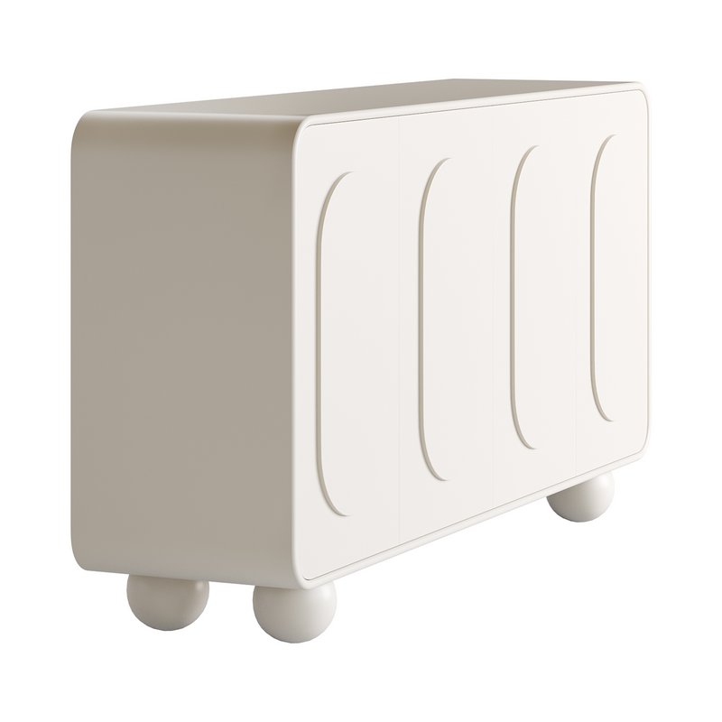 White Solid and Manufactured Wood Sideboard Credenza - Image 8
