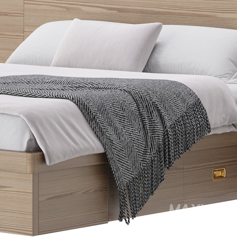 Brown Wooden Panel Bed - Image 2