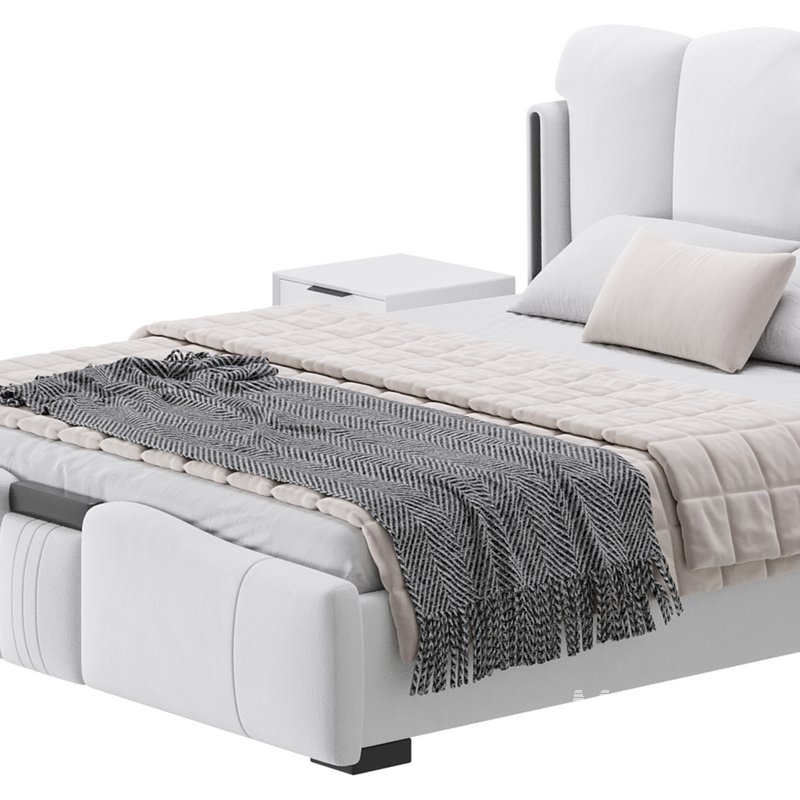 Modern Wingback Upholstered Headboard Bed - Image 10