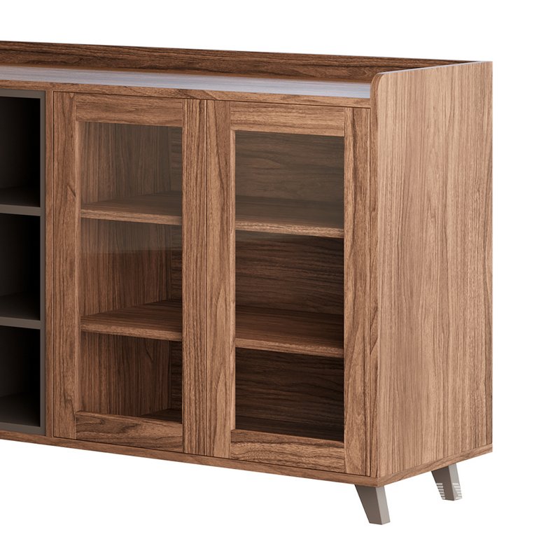 Asian Brown Wood Sideboard - Image 9