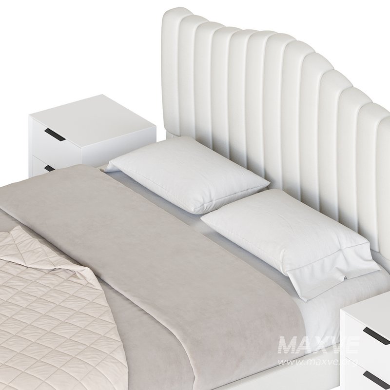 Soild Wood Bed with Camelback Panel Headboard - Image 9