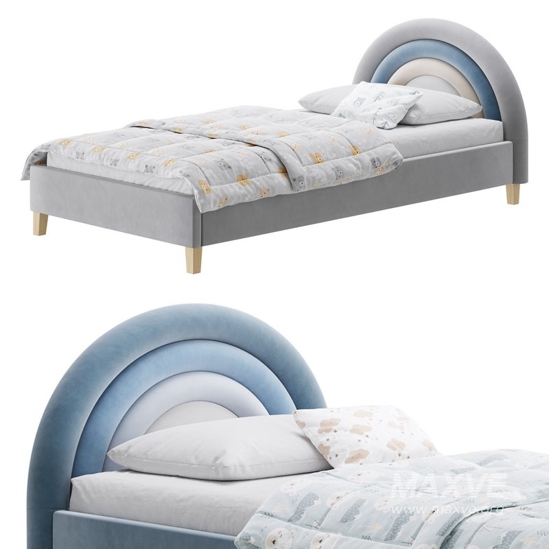 Rainbow Kids Velvet Finish Bed - Image 8