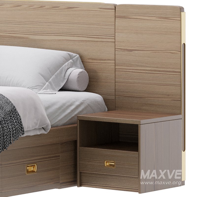 Brown Wooden Panel Bed - Image 3