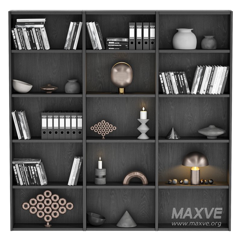 Bookcase and minimal wood with decor 01 - Image 3