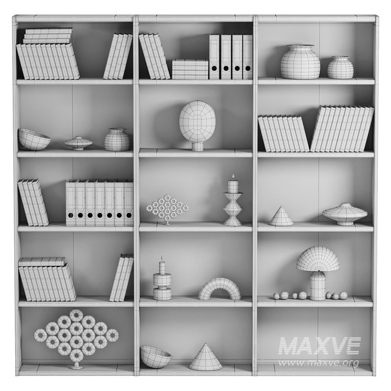 Bookcase and minimal wood with decor 01 - Image 5