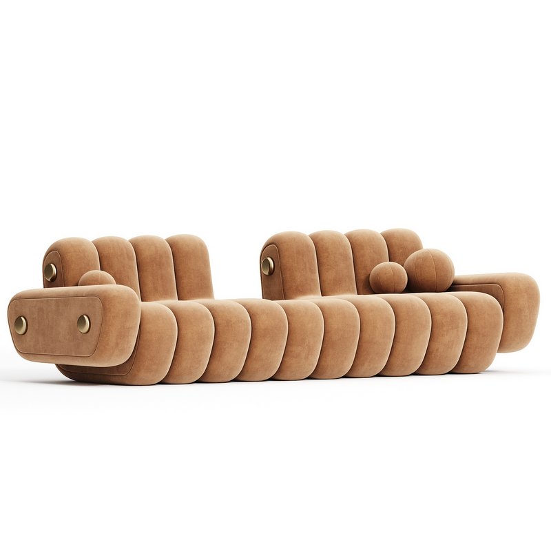 21st Century Dakota Sofa Armrest Aged Brushed Brass Nobuck - Image 1