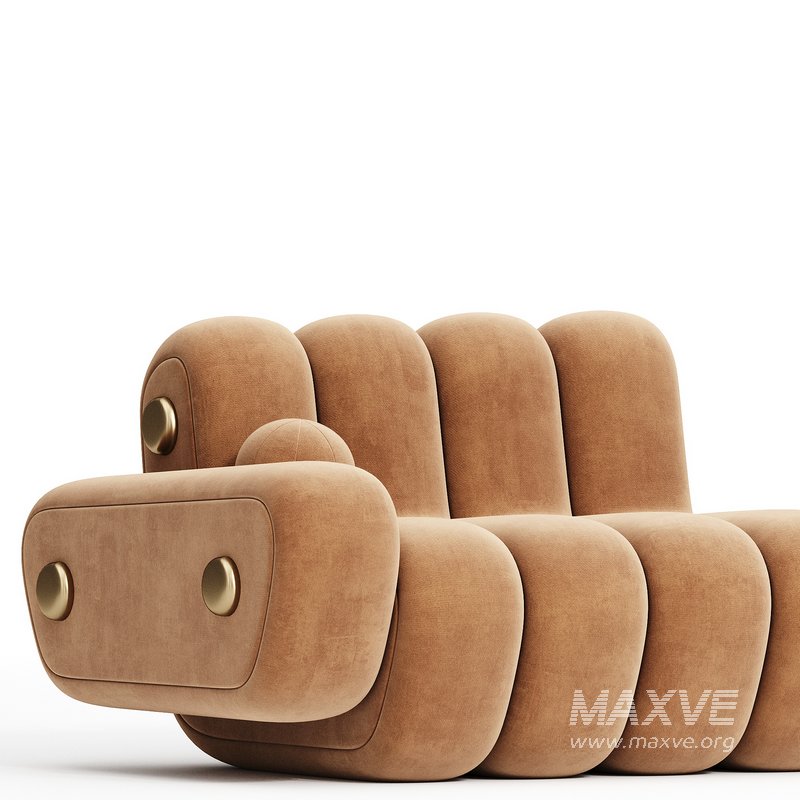 21st Century Dakota Sofa Armrest Aged Brushed Brass Nobuck - Image 2