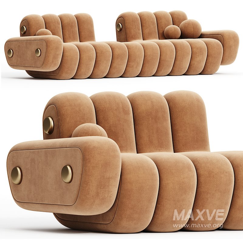 21st Century Dakota Sofa Armrest Aged Brushed Brass Nobuck - Image 4