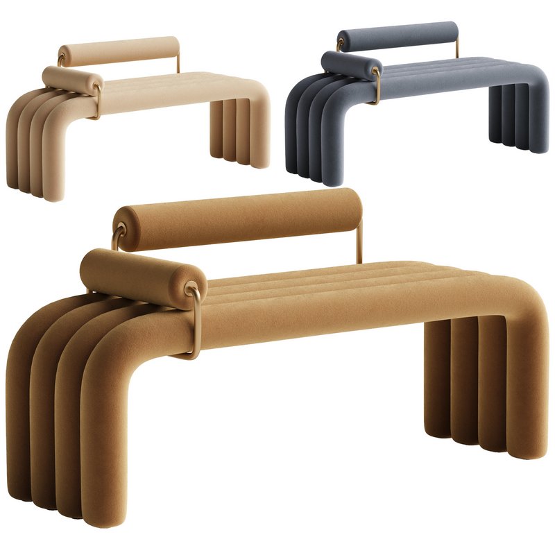 Modern Brown Line Tufted Bench Velvet - Image 1