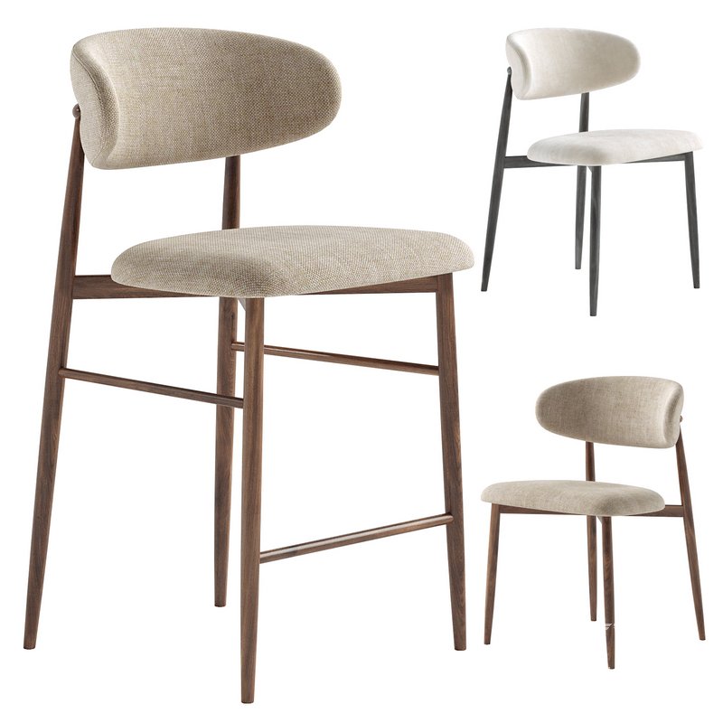 Halston Kitchen Stool & Halston Dining Chair - Image 1