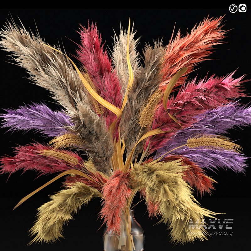 Vase of color pampas grass and Wheat - Image 2