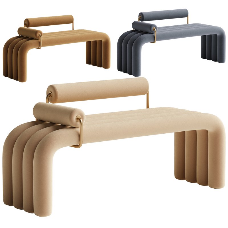 Modern Brown Line Tufted Bench Velvet - Image 2