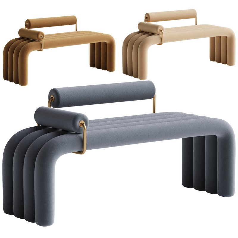 Modern Brown Line Tufted Bench Velvet - Image 3