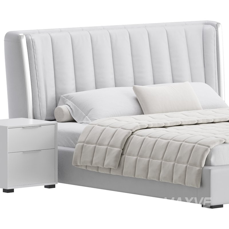 Beige Upholstered Wingback Modern bed I - Image 10