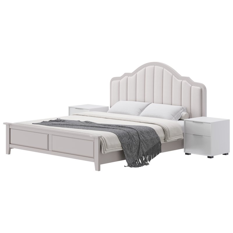 Blue Wood Upholstered Headboard Bed - Image 11