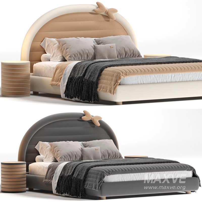 White Upholstered Panel Bed with Headboard Included - Image 1