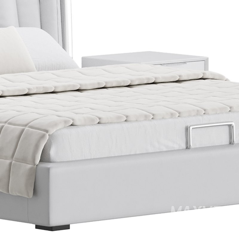 Beige Upholstered Wingback Modern bed I - Image 11