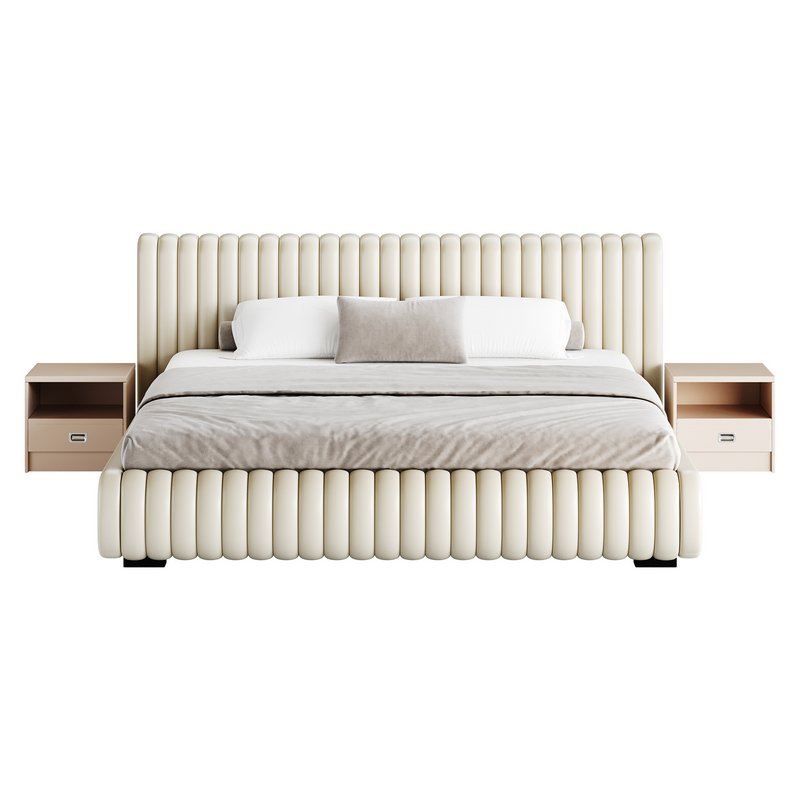 Contemporary Fabric Solid Color Standard Bed I - Image 11