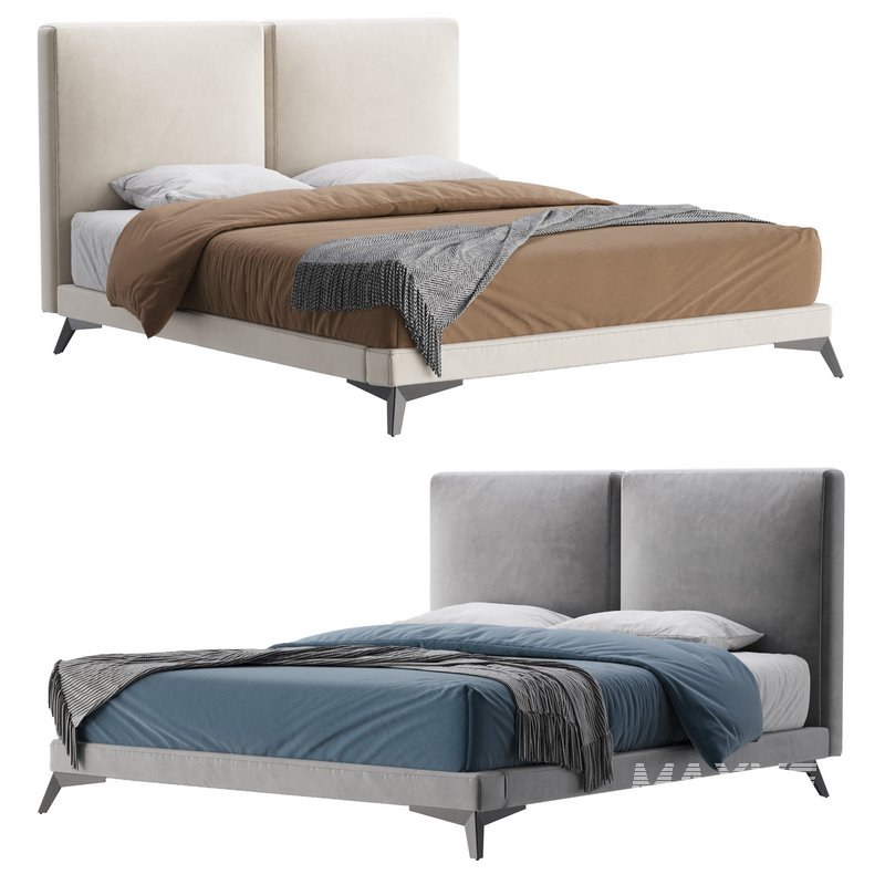 Clara White Suede Fabric Modern Bed - Image 1