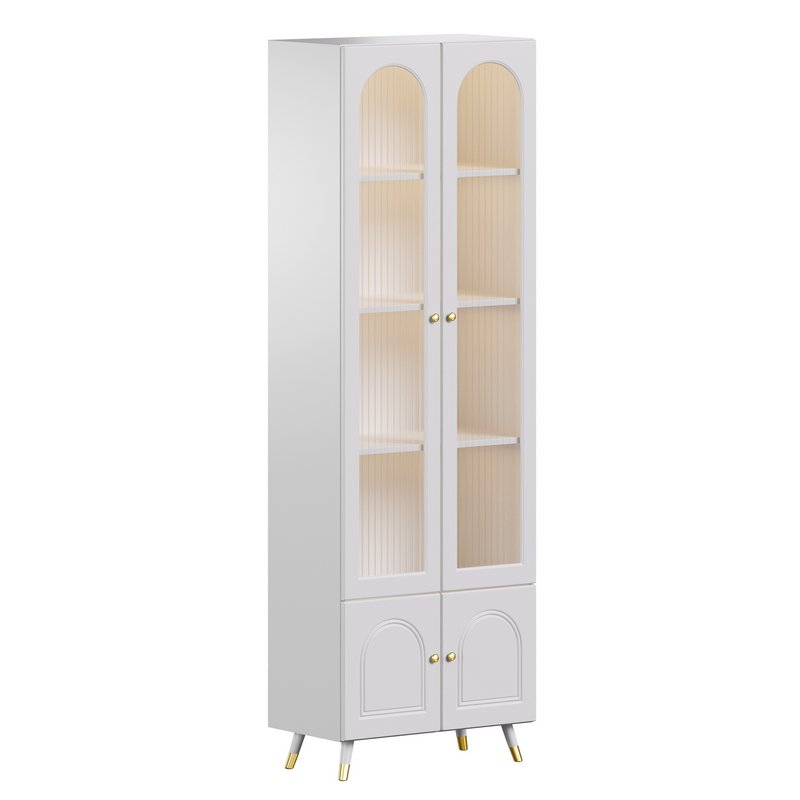 Cabinet Included White Closed Back Wooden Standard Bookcase 3 - Image 1
