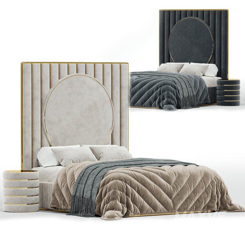 High End Velvet Modern Bed - Image 1