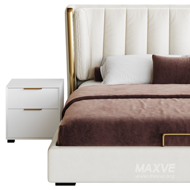 Beige Upholstered Wingback Modern bed I - Image 13