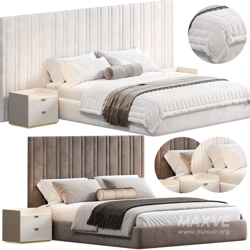 Isabella Wide Headboard Panel Stripe Bed - Image 1