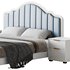 Blue Wood Upholstered Headboard Bed - Thumbnail 15