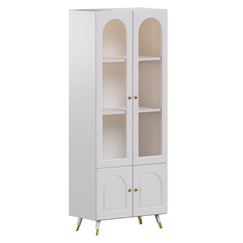 Cabinet Included White Closed Back Wooden Standard Bookcase 2 - Image 1