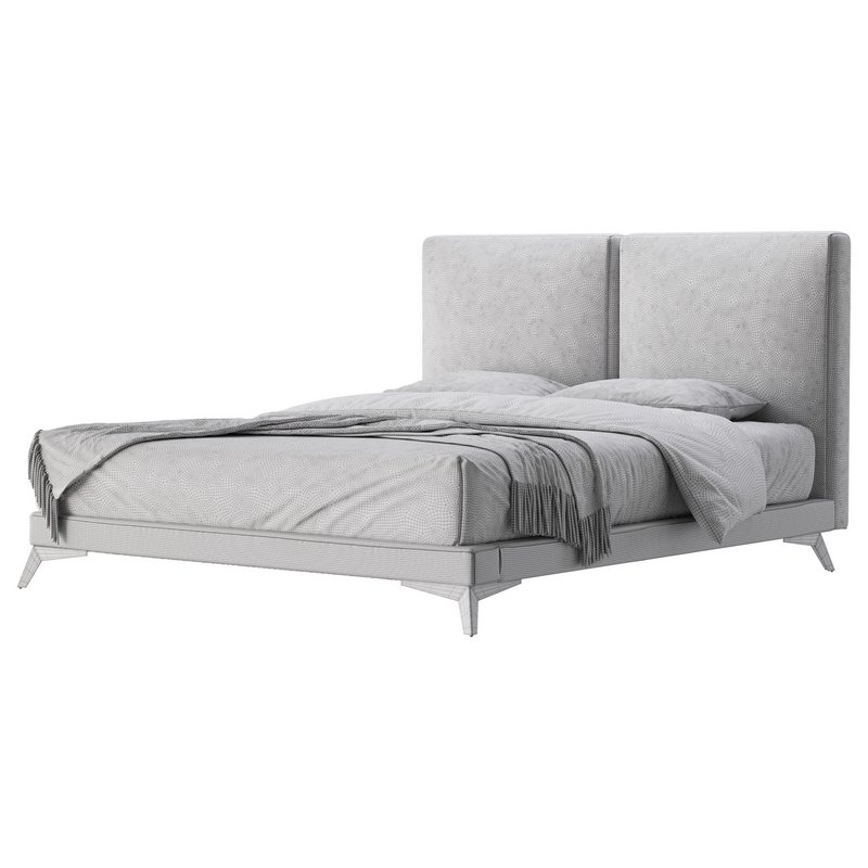 Clara White Suede Fabric Modern Bed - Image 16