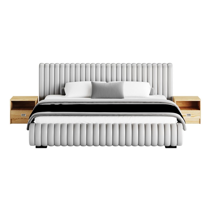 Contemporary Fabric Solid Color Standard Bed I - Image 16