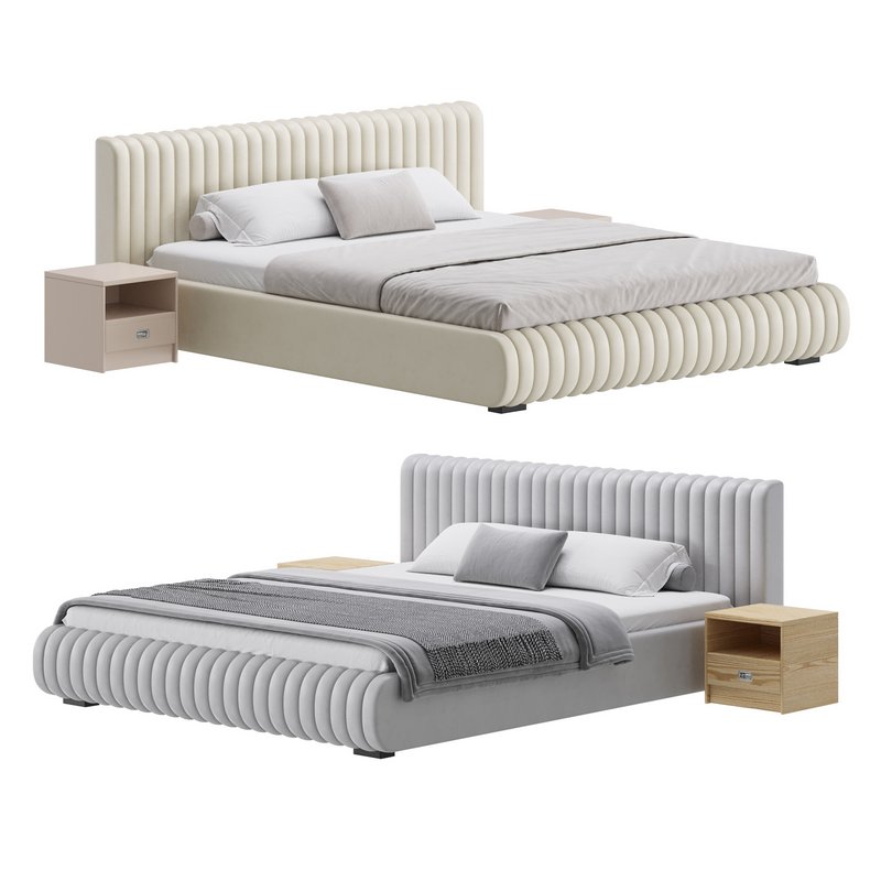 Contemporary Fabric Solid Color Standard Bed I - Image 1