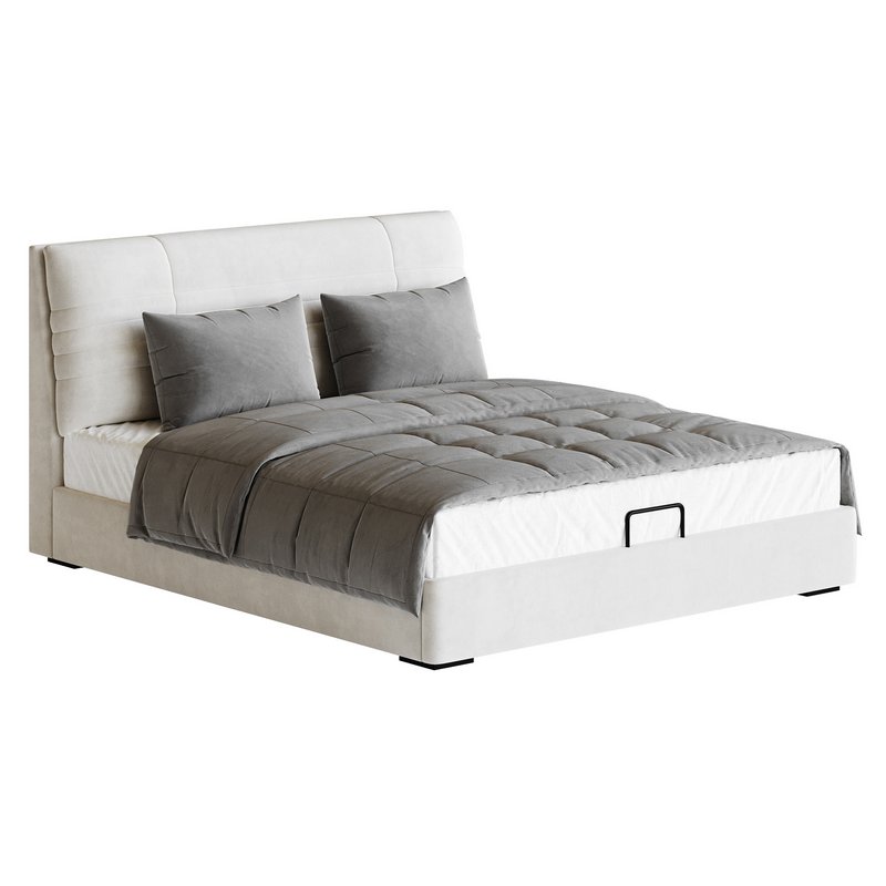 Beige Upholstered Modern Headboard - Image 1