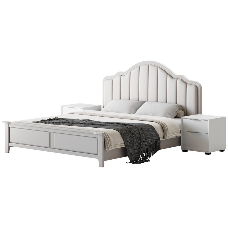 Blue Wood Upholstered Headboard Bed - Image 17