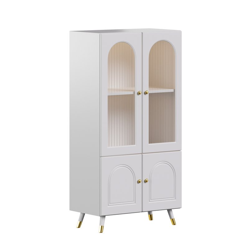 Cabinet Included White Closed Back Wooden Standard Bookcase - Image 1