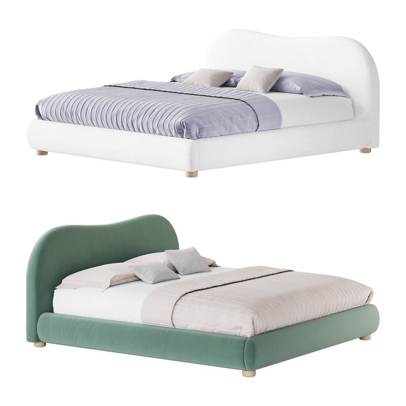 DIANA WHITE BOUCLE QUEEN BED BY ROSS CASSIDY - Image 1