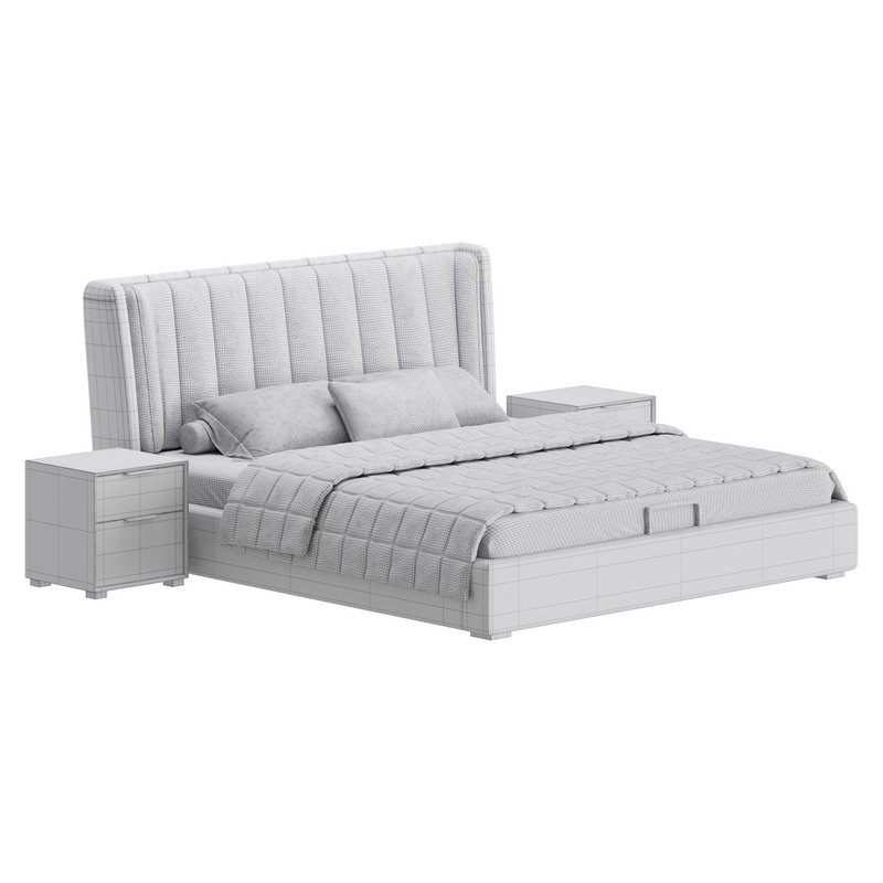 Beige Upholstered Wingback Modern bed I - Image 21