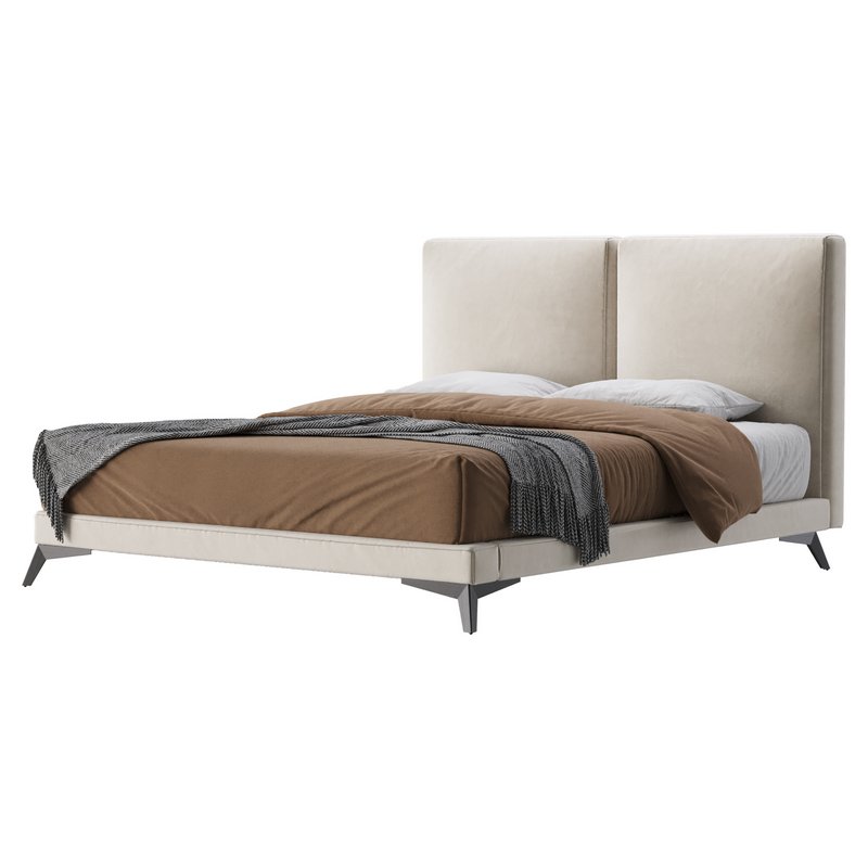 Clara White Suede Fabric Modern Bed - Image 3