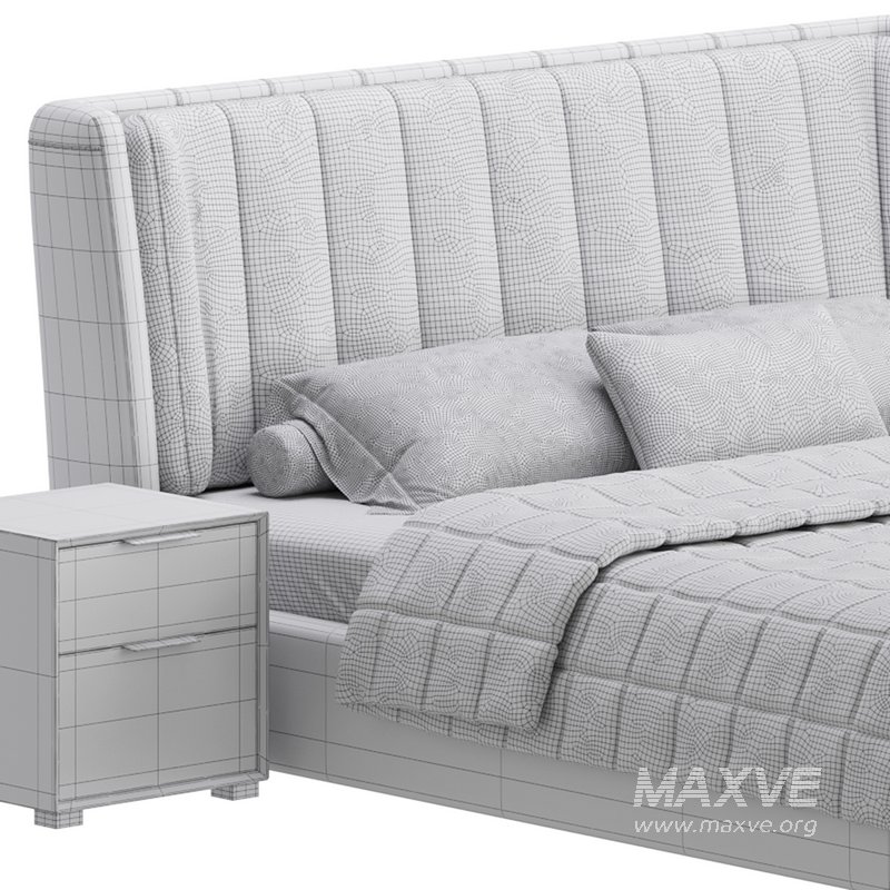 Beige Upholstered Wingback Modern bed I - Image 22
