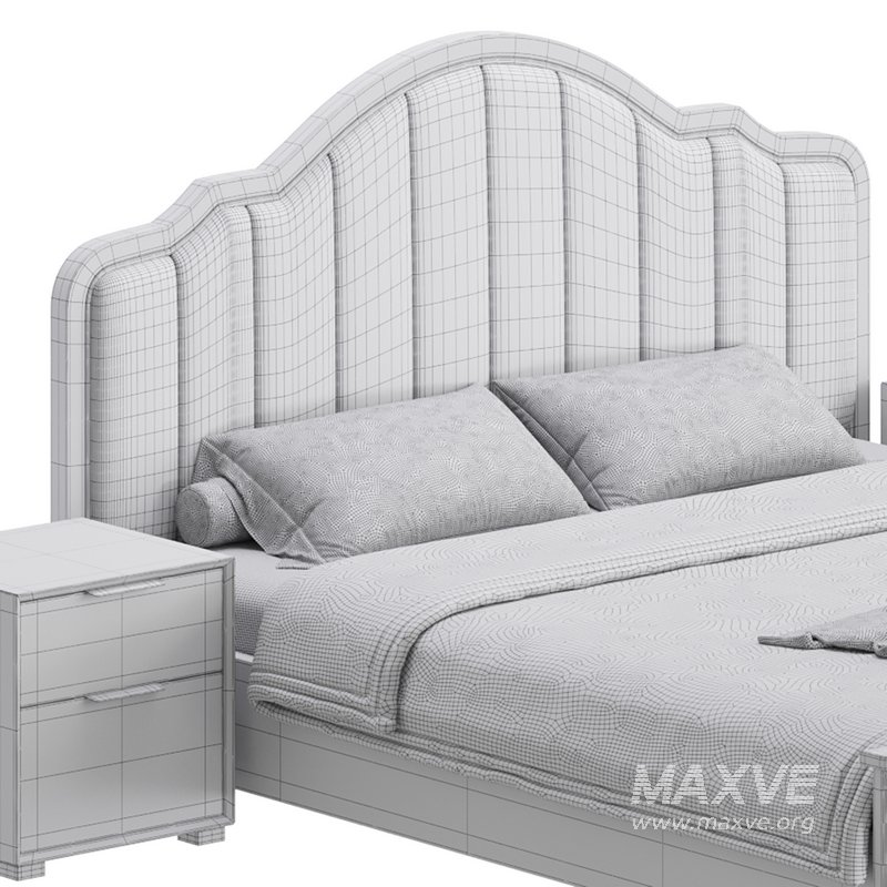 Blue Wood Upholstered Headboard Bed - Image 22
