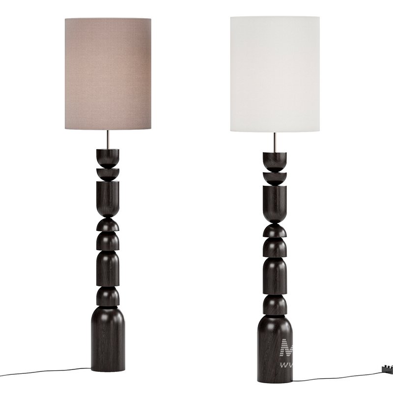 Aska charred wood and natural linen floor lamp - Image 1