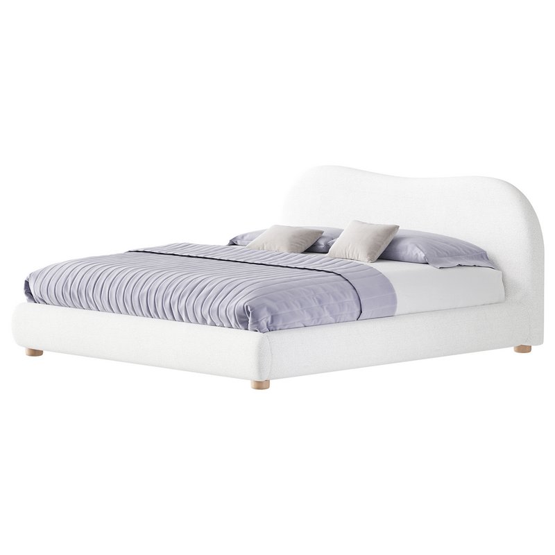 DIANA WHITE BOUCLE QUEEN BED BY ROSS CASSIDY - Image 2