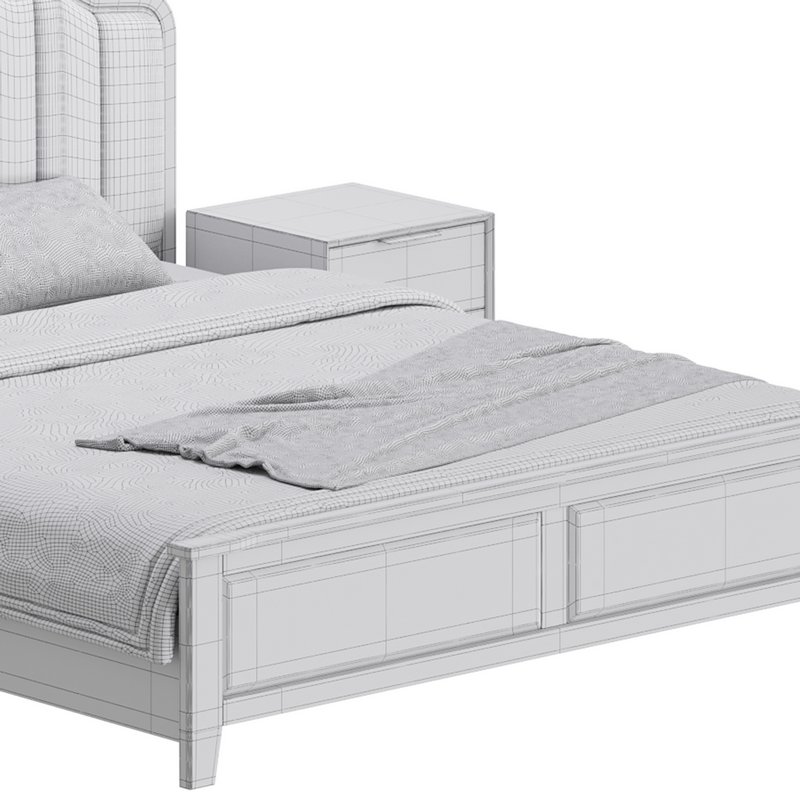 Blue Wood Upholstered Headboard Bed - Image 23