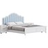 Blue Wood Upholstered Headboard Bed - Thumbnail 3