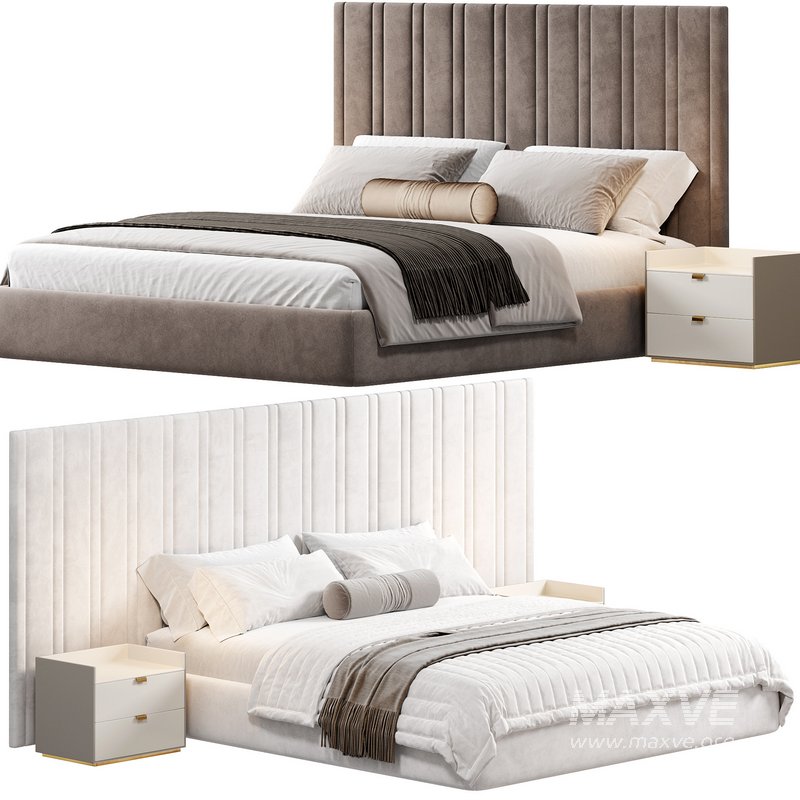 Isabella Wide Headboard Panel Stripe Bed - Image 2