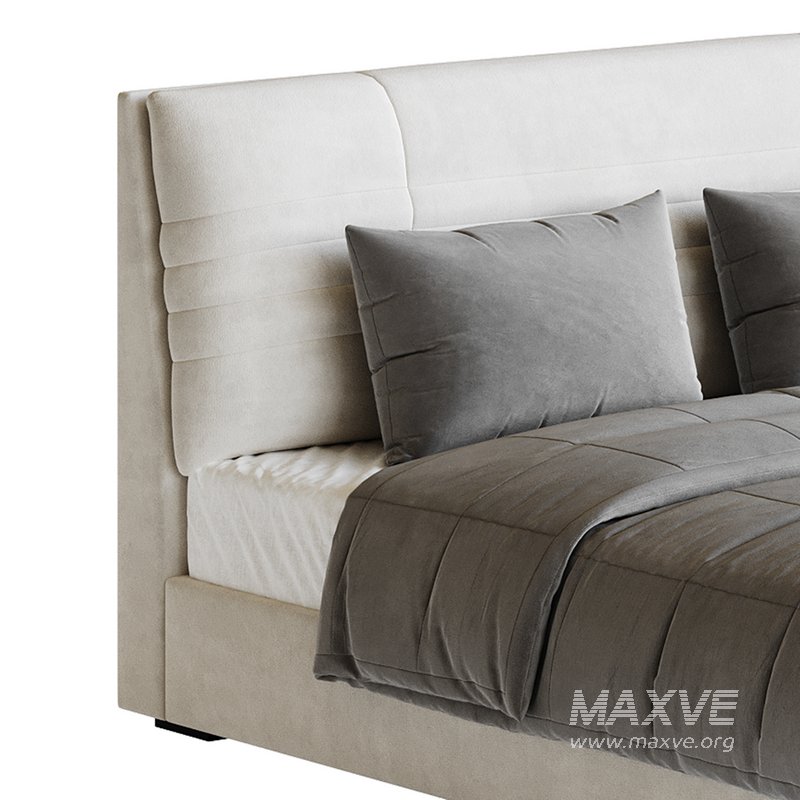 Beige Upholstered Modern Headboard - Image 2