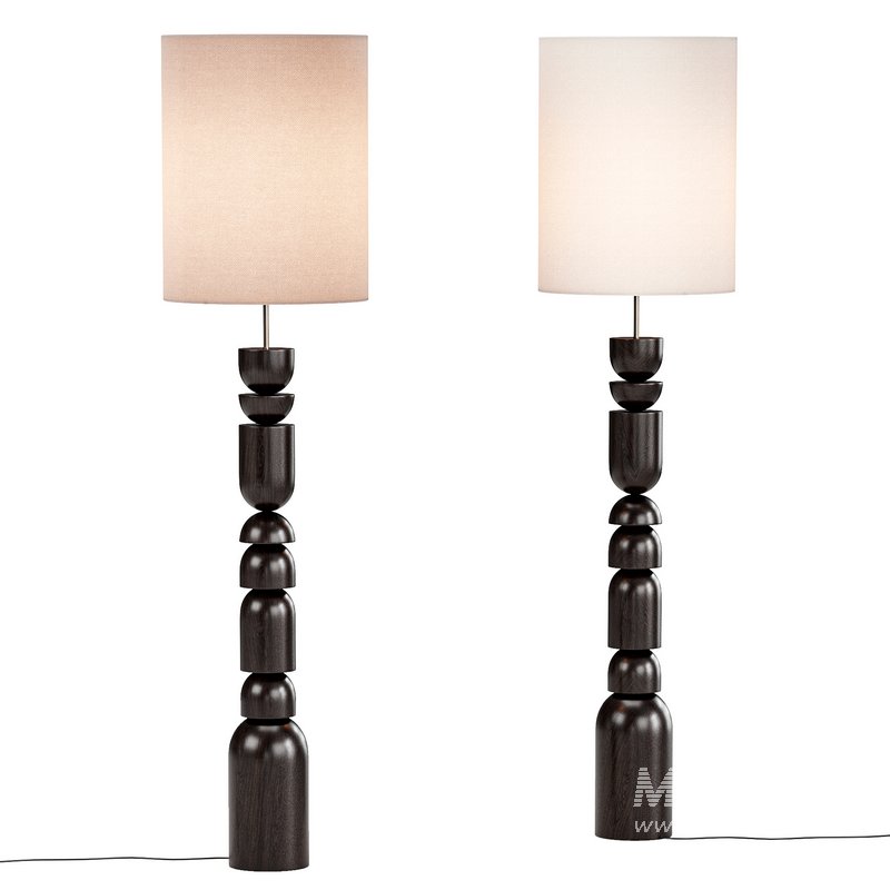 Aska charred wood and natural linen floor lamp - Image 5