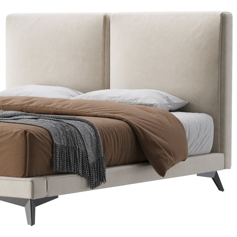 Clara White Suede Fabric Modern Bed - Image 2