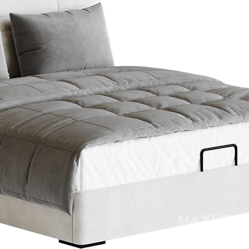 Beige Upholstered Modern Headboard - Image 4